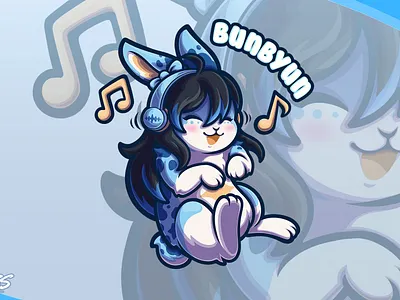 Bunbyun Commission branding cartoon cartoon design cartoon logo character design character logo dj logo logo mascot mascot design mascot logo mixing music logo rabbit song streamer logo