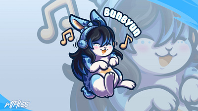 Bunbyun Commission branding cartoon cartoon design cartoon logo character design character logo dj logo logo mascot mascot design mascot logo mixing music logo rabbit song streamer logo