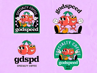 Logo for specialty coffee branding cafe cartoon character cherry coffee coffee shop design illustration logo logotype mark mascot restautant vintage