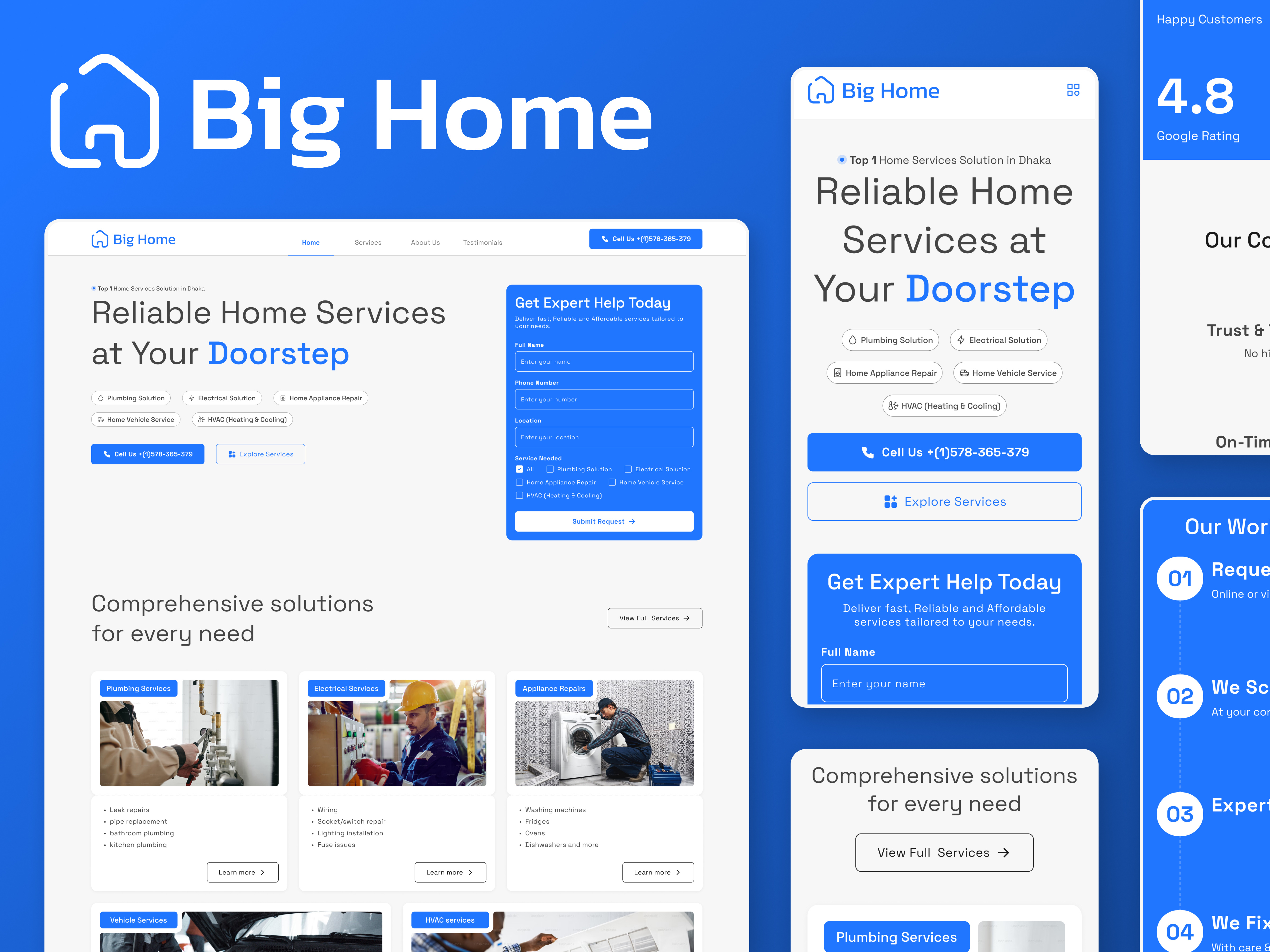 Big Home - Cleaning Services Website UI/UX Design cleaner cleaning agency cleaning business cleaning company cleaning landing page cleaning logo cleaning service cleaning service website cleaning website commercial cleaning corporate cleaning services deep cleaning house cleaning motion design pixso design speed cleaning user interface