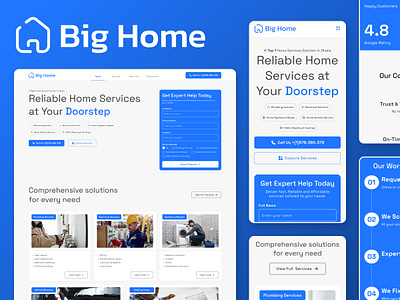 Big Home - Cleaning Services Website UI/UX Design cleaner cleaning agency cleaning business cleaning company cleaning landing page cleaning logo cleaning service cleaning service website cleaning website commercial cleaning corporate cleaning services deep cleaning house cleaning motion design pixso design speed cleaning user interface