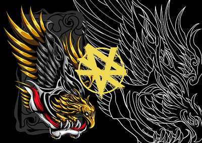 GARUDA GOLD creative illustration detailed digital illustration eagle flag flash sale garuda gold graphic artist graphic design hoodie illustration illustrator independence day independent indonesia indonesian red white tshirt unique