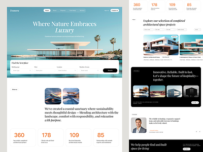 Domora - Real Estate Landing Page agent apartment branding building clean crm dashboard design e commerce home rent homepage landing page product property property landing page real estate landing page real estate website saas villa web design website