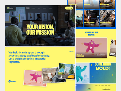 Creative Agency Website - Posted branding cheerfull creative agency creative agency website happy landing page ui uiux website website design yellow