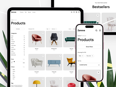 All products page ecommerce ecommerce filters filters online shop online store product index product page ui design ux design web design