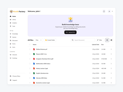 Noodle Factory - Modern LMS Dashboard for Smarter Classroos 16pixel cleanui dashboarddesign designsystem edtechproduct edtechux figmadesign learningmanagementsystem lmsdesign productdesign uiuxdesign uxforeducation webappdesign