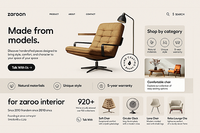 Elegant Furniture Website UI – Modern Interior Design Concept cleanui ecommerceui furnituredesign furniturestore interiordesign minimaldesign modernfurniture modernui productshowcase responsivedesign shopinterface uxdesign weblayout websiteui
