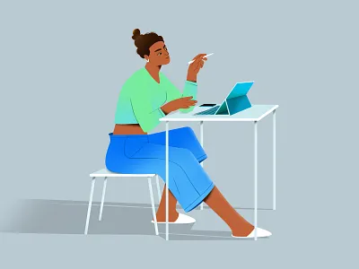 Focused & Fearless 2d character character design design illustration ipad pencil trendy woman working woman