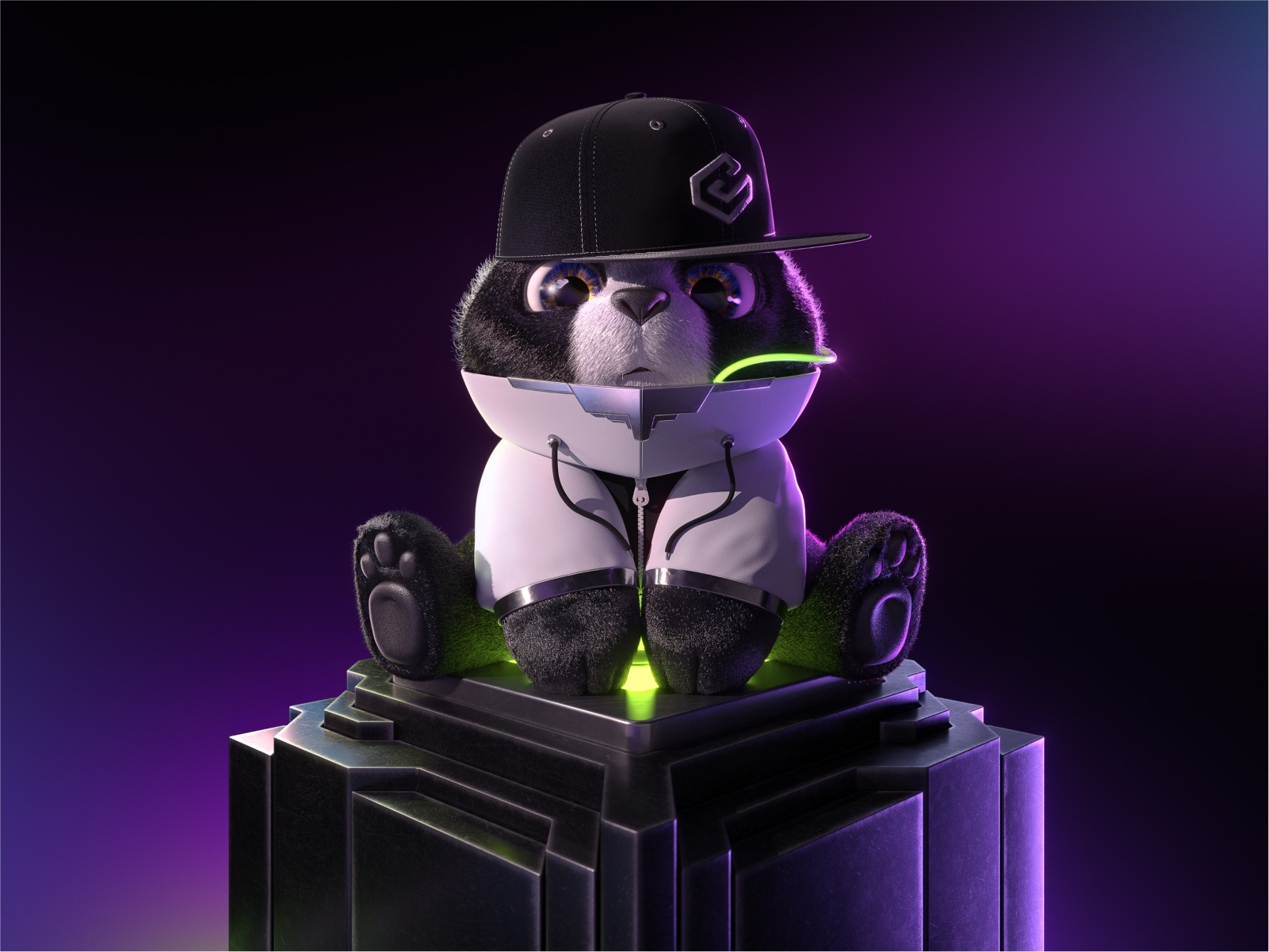 Example of Crypto Panda Mascot 3D Illustration