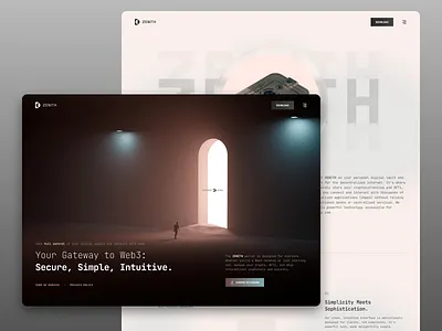 Zenith - Web3 Wallet Website dark mode gradient minimalist modern ui design wallet website web3 website web design