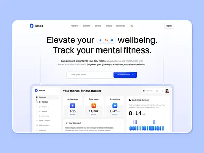 Neura home page concept design hero home landing page saas ui ux website