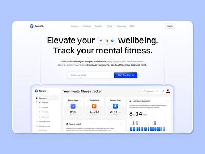 Neura home page concept design hero home landing page saas ui ux website