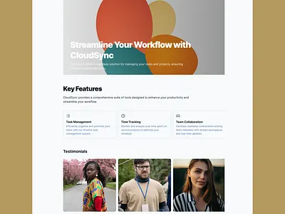 CloudSync – SaaS Productivity Dashboard Landing Page design typography ui ux
