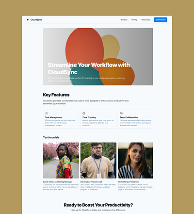 CloudSync – SaaS Productivity Dashboard Landing Page design typography ui ux