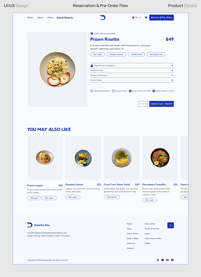 Reservation & Pre-Order Flow Product Details Page design figma product page ui ui design ux design webdesign website