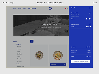 Reservation & Pre-Order Flow Cart Page cart page cartpage design figma ui ui design webdesign website