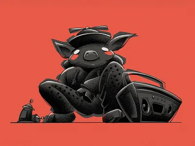 Taggy The Pig bright character characterdesign color flat illustration noisy pig retro street textures urban
