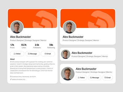 Profile Card UI Design 3d design card dashboard design figma landing page mobile app profile card responsive section ui ui design uiux ux design webapp webdesign website