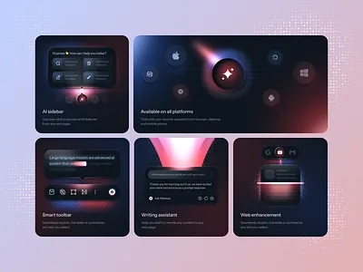 AI Assistant Landing Page - Bento Card Design ai bento dark design landing page saas ui userexperience ux web webdesign website