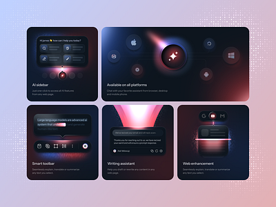 AI Assistant Landing Page - Bento Card Design ai bento dark design landing page saas ui userexperience ux web webdesign website