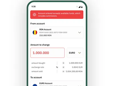 Currency exchange banking fintech mobile product design