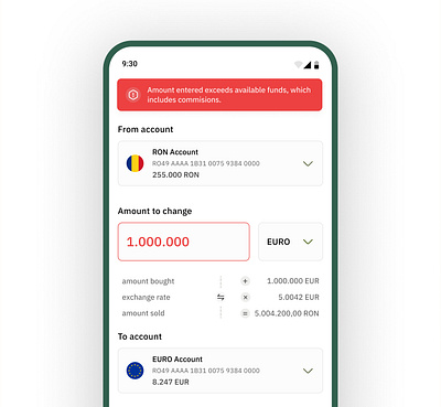 Currency exchange banking fintech mobile product design