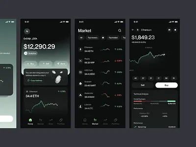 Crypto Trading App app design candle stick chart crypto crypto app crypto banking crypto trading cryptocurrency dark ui defi app fintech gradient mobile app mobile app design product design saas startup trading app user interface