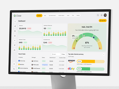 CRM | The All-In-One CRM for Growing Teams analytics dashboard chart corporate crm dashboard design fitlering lead management marketing automation multiselect productivity tool saas sales crm uiux web design