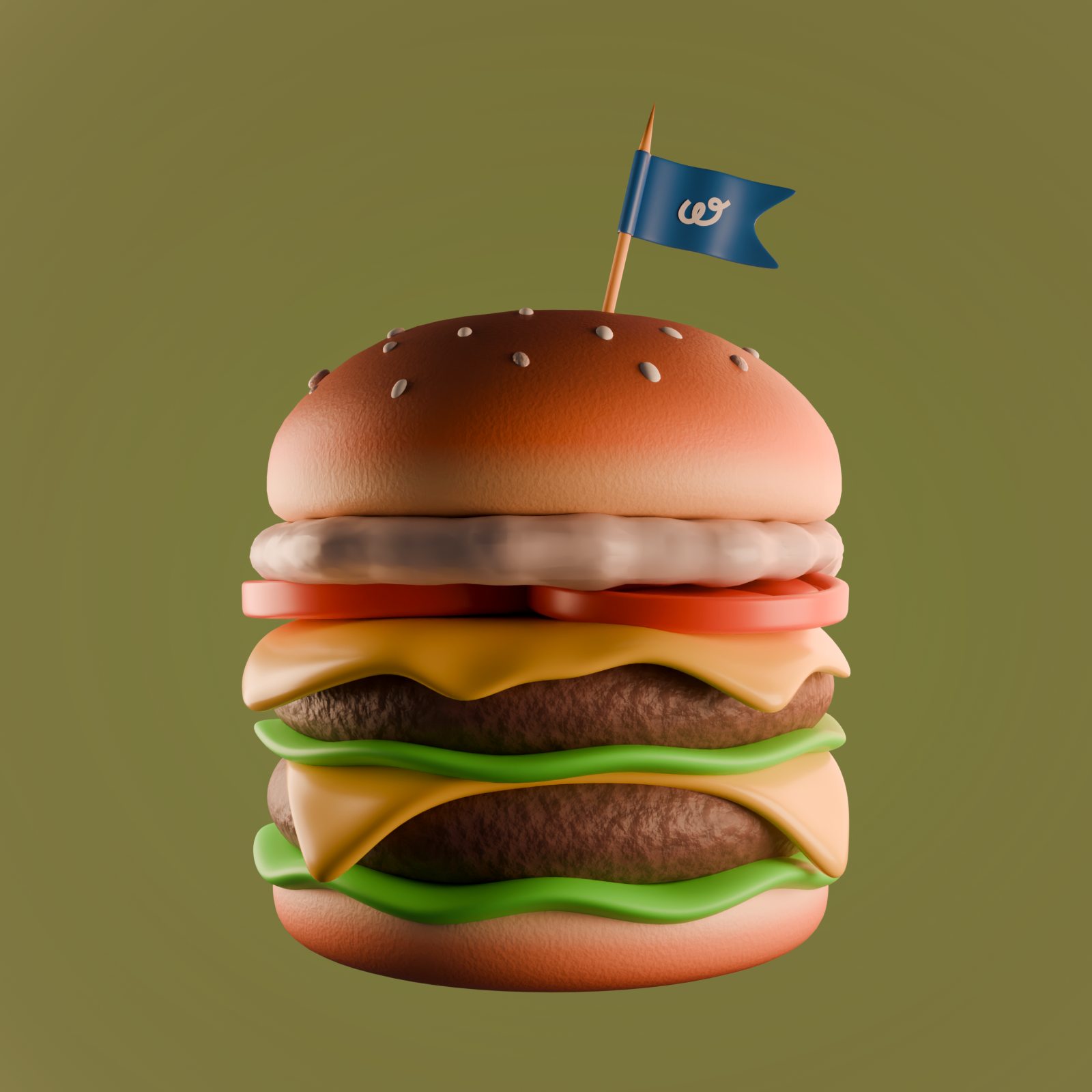 3D Burger Illustration 3d 3d icon 3d modeling assets blender 3d burger game assets icons illustration low poly product stylized