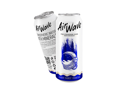 Mineral water can astronaut atmospheric blue branding can cosmo design drink graphic design healthy illustration label logo logotype mineral non alcohol packaging pure water white