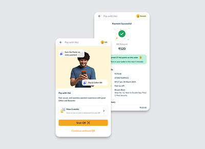 Pay with Hoi android app clean color gradient illustration interface layout minimal mobile payment resposnive typography ui ui ux user user experience user interface visual design whitespace