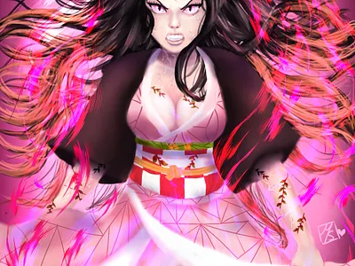 Nezuko Kamado Demon Form Fanart anime clip studio art digital artist fanart fantasy game illustration