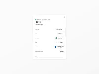 Add an expense add expense budgeting expense expense categories expense management finance saas fintech fintech ui money tracking personal finance product design saas dropdown saas tags shared expenses transaction transaction details