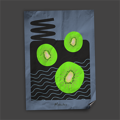 Stylized kiwi illustration design graphic design poster