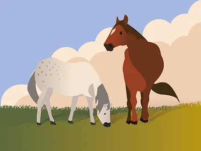 Caballos 2d caballo design graphic design horse illustration ilustrator sunligth sunset vector