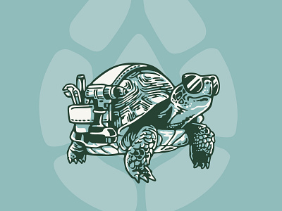 Turtle Mascot animal aqua branding hand drawn illustration logo mascot mascot logo pool repair service tech sunglasses teal tools tortoise turqouise turtle
