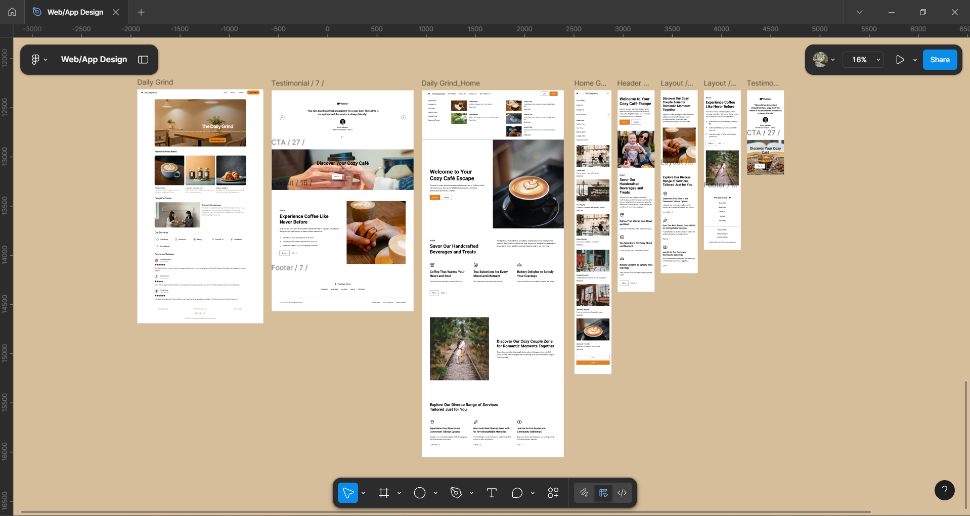 ☕ The Daily Grind Café — Web & Mobile UI/UX Design cafewebsite figma vtn vtn design
