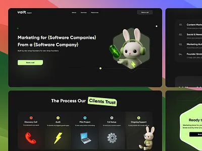 Built by Devs, for Devs — A B2B Marketing Site That Speaks Code 3d dark landing marketing ui