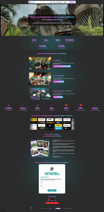Personal Brand Building + Website Design Go High Level | CC360 blog post design content creator content creator website conversion rate optimization course creator 360 digital product figma funnel builder funnel design go high level graphic design media kit online business personal brand personal brand website sales funnel travel content creator travel couple ugc content creator website