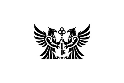 Heraldry Griffin Holding Key Logo animal bird bird griffin branding creative double griffin emblem griffin griffin and key griffin holding key iconic new