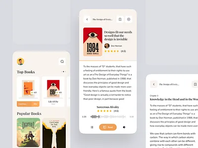 Read. Listen. Discover. – Modern Book App UI app concept bookapp clean ui cleanui e reader figma design minimal design mobile app mobile ui modern ui product design typography ui design uiux