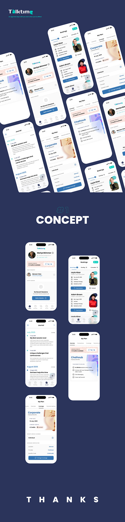 Talktime - App Design Concept booking app ui graphic design ios app design minimal app design mobile app therapy app design ui ui design user interface