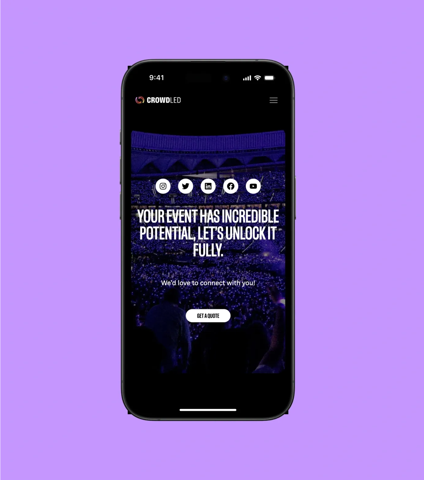 Lighting up live events with CrowdLED 3d branding graphic design logo ui ux web web design