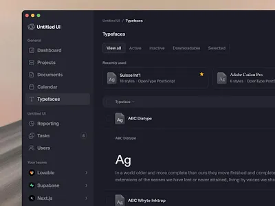 Typefaces — Untitled UI product design sidenav table typefaces ui design user interface