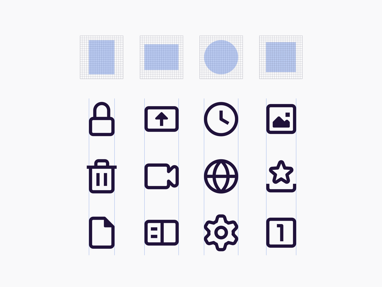 Example of Firefox Icon System, Key Shapes
