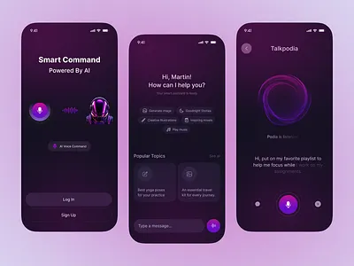 AI Assistant Mobile App ai ai app ai app design ai assistant ai intereface ai startup ai technology ai voice artificial intelligence chat gpt ios app design machine learning mobile app mobile app design product smart assistant tech ui ux voice recognition voice record