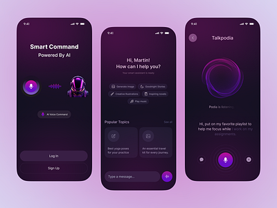 AI Assistant Mobile App ai ai app ai app design ai assistant ai intereface ai startup ai technology ai voice artificial intelligence chat gpt ios app design machine learning mobile app mobile app design product smart assistant tech ui ux voice recognition voice record