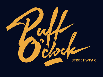 Puff O'clock calligraphy clothing custom fashion fun graffiit handwriting hiphop identity lettering logo raw rough script standout street texture unique