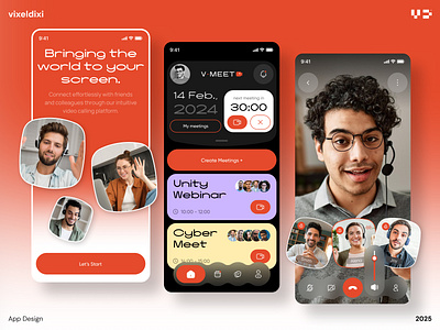 📱 V-MEET – Video Calling App UI 3d animation graphic design motion graphics ui