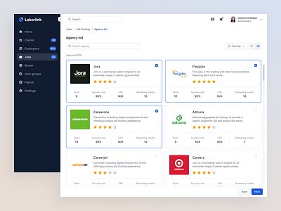 Agency List UI – Human Resource Management 👥 agency list ui b2b saas product hiring platform hiring teams hr tech hris human resource management system human resources interface design job posting layout design product design product redesign recruitment search and filter ui ui redesign uiux workflows